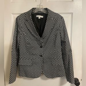 New York & Company Stretch Black and White Design Blazer
